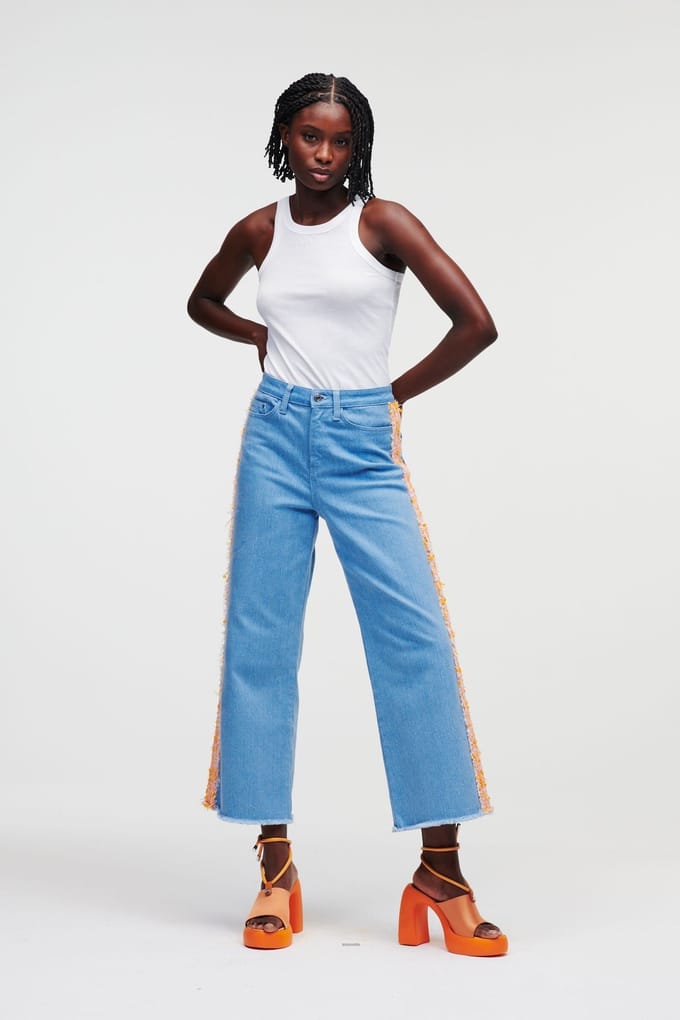 Karl Lagerfeld Denim Boucle Pants Blue Größe: W28 | Ausgestellte Hosen Outlet | Damen | Blau