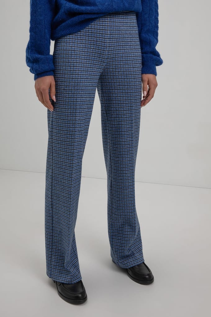 Josephine & Co Kyano Pants Navy Check Maat: 34 | Wijde Broeken Outlet | Dames | Blauw