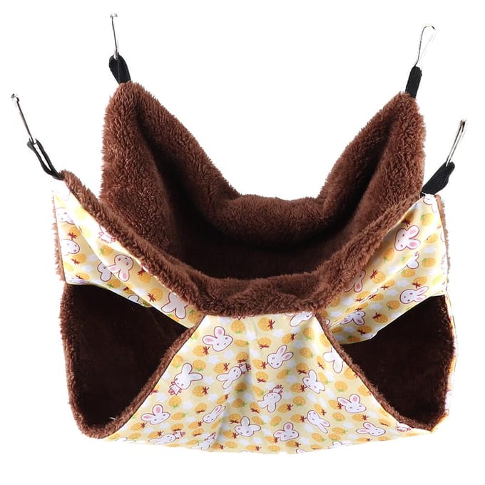 Hamac Suspendu Chaud à Double Couche Intermédiaire Lapin Jaune Lit Suspendu Maison Sac de Couchage pour Écureuil Small Size black
