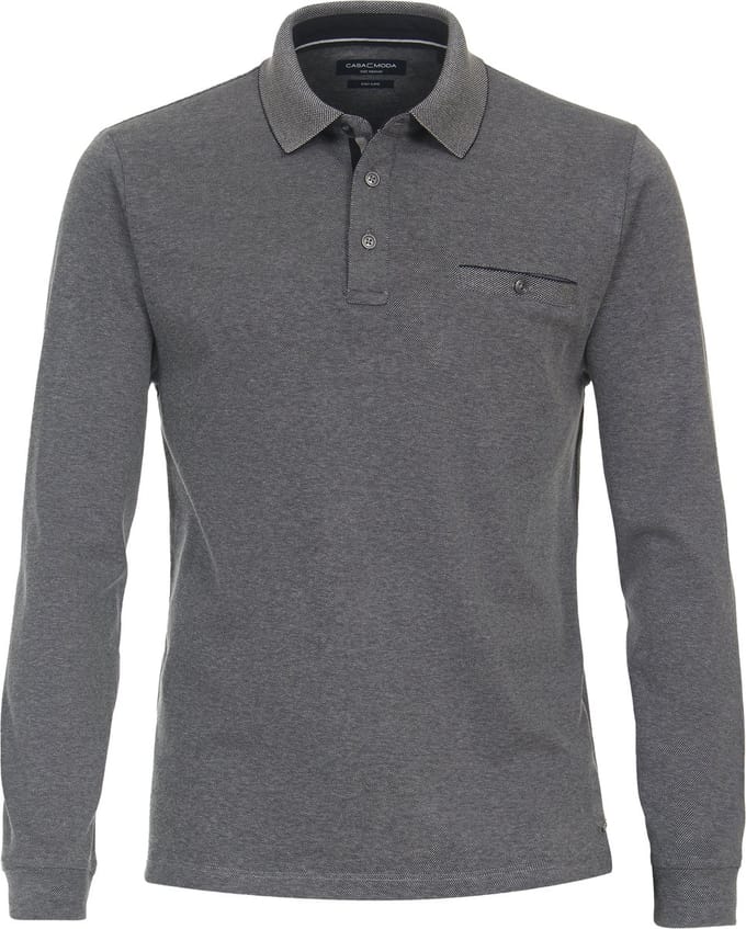 Casa Moda Polo Long Sleeves Grijs - Maat 6XL - Heren - Longsleeve polo