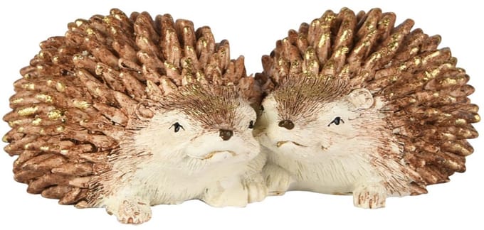 Dekoratief | Koppel egeltjes, bruin/wit, resina, 10x6x4cm | A255720