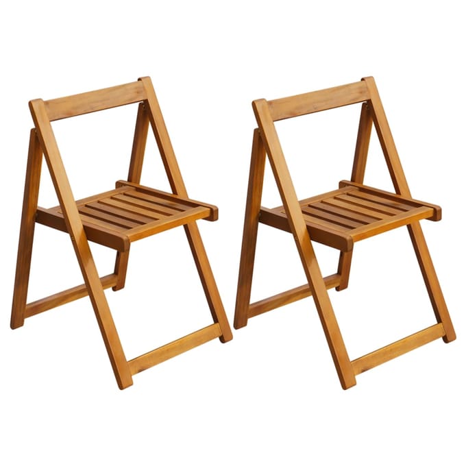 vidaXL - Opklapbare - stoelen, - 2 - stuks, - massief - acaciahout