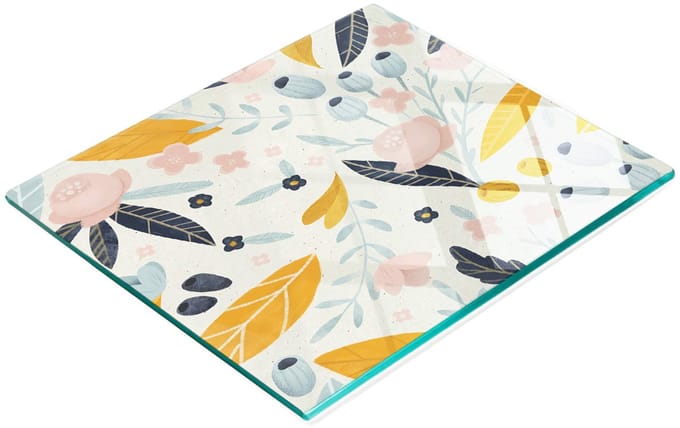 Multifunctioneel decoratief glazen bord met plantenprint 60x52 cm