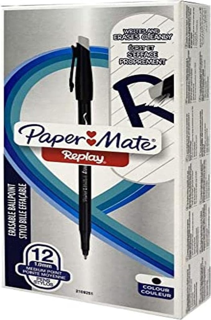 PAPER MATE Radierbare Kulli REPLAY 12er Schachtel s. M 1.0mm