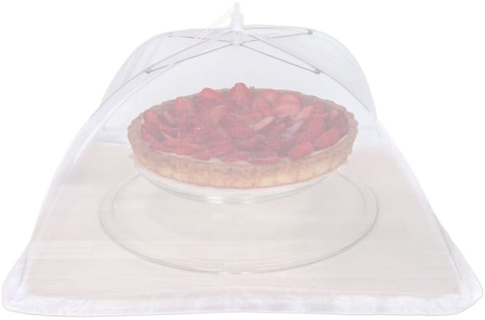 Lunace Vliegenkap/voedselkap tegen insecten - wit - D50 x H30 cm - opvouwbaar - paraplu