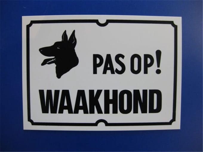 Bord 20X28 Pvc Pas Op Waakhond