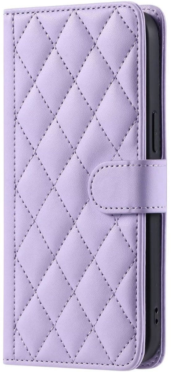 Hoesje geschikt voor iPhone 16e - Bookcase - Pasjeshouder - Koord - Kunstleer - Paars