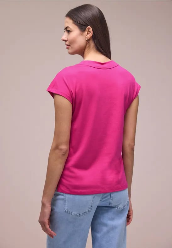 Shirt met overhangende schouders en V-hals