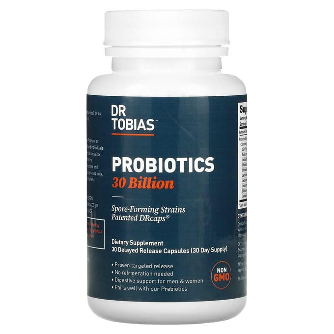 Dr. Tobias, Probiotique, 30 milliards, 30 gélules à libération retardée