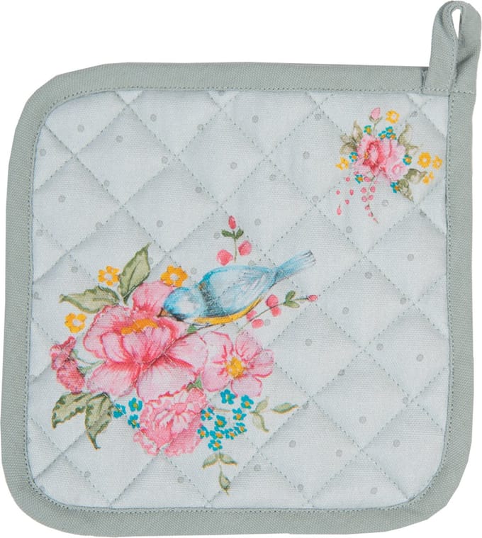 Clayre & Eef Pannenlap 20x20 cm Groen Katoen Bloemen