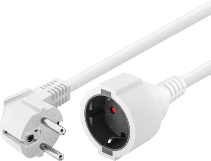 Verlengkabel Schuko 3 meter wit - Ideaal voor huishoudelijk gebruik