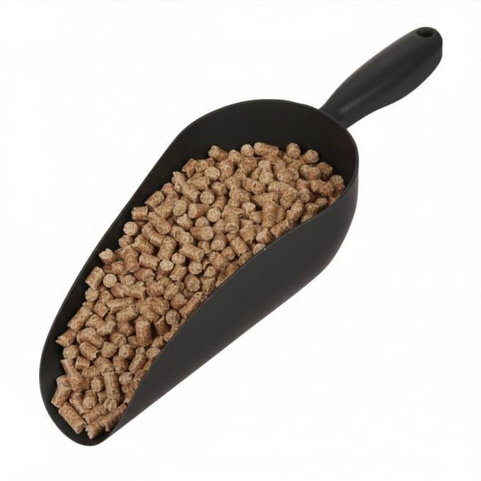 Pro Garden Dierenvoer schep - kunststof - donker grijs - handschep - schepje - 33 cm