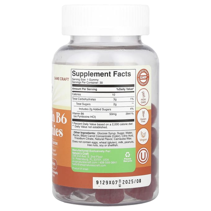 Nature'S Craft, Gommes Vitamine B6, Baies, 50mg, 30 Gommes