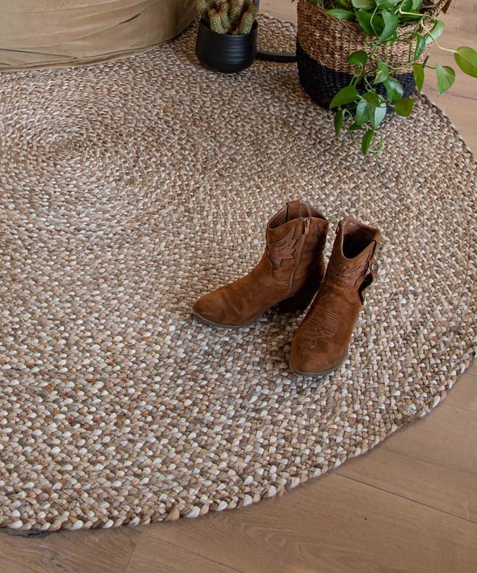 Jute vloerkleed rond - Braided naturel/multi 200