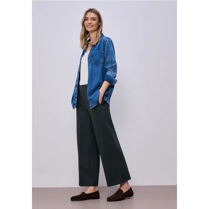 Wide Legs broek met knoopdetail