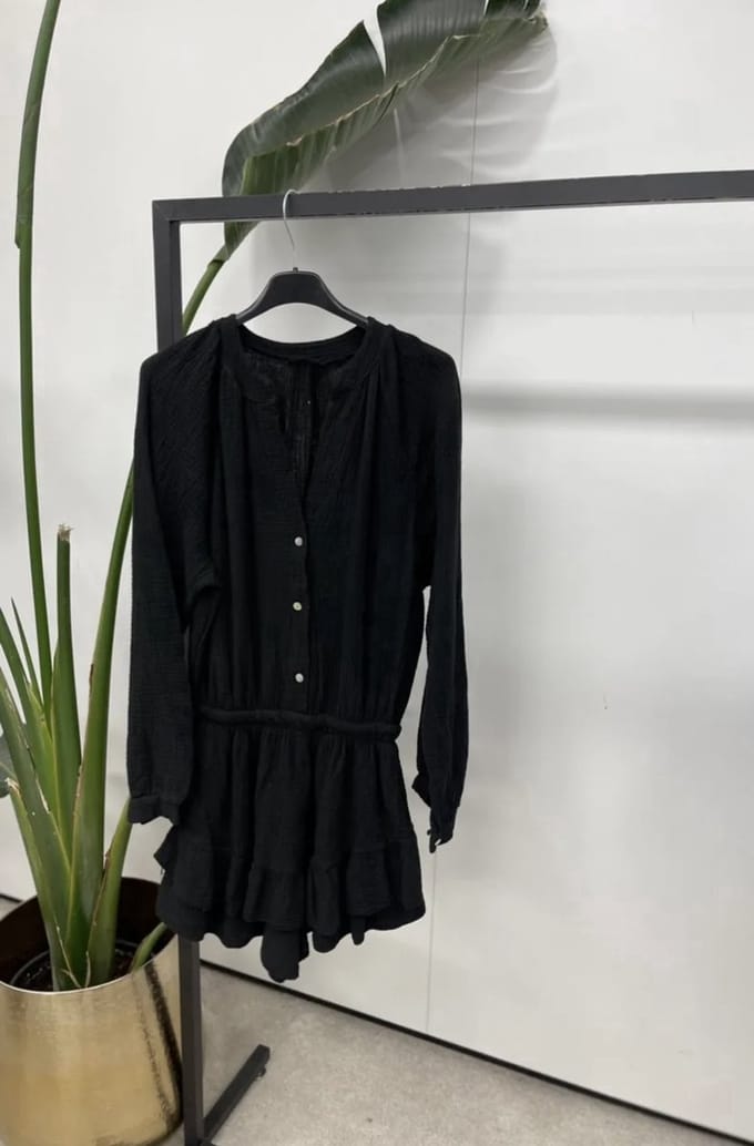 Playsuit Katoen - Zwart - One Size (XS/S)