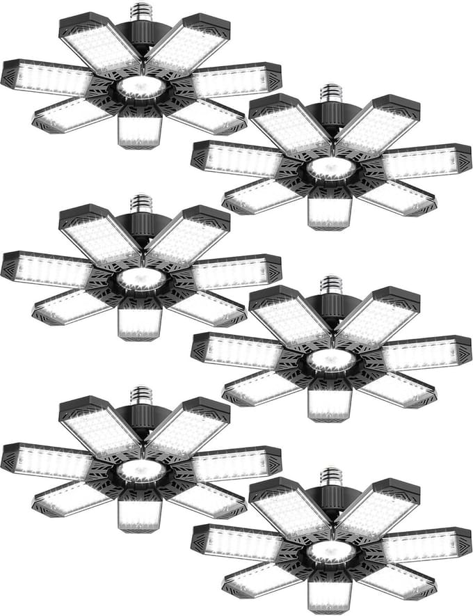 Krachtige LED Garageverlichting met 7 Verstelbare Panelen – 200 W, 20.000 Lumen, 6500K