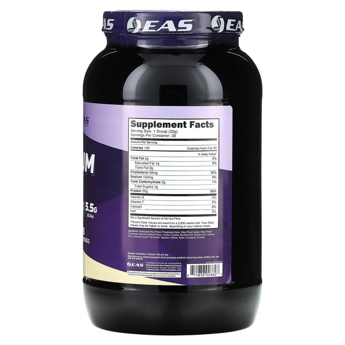 EAS, 100% Platinum Whey, Vanille-ijs, 2 lbs (907 gram)