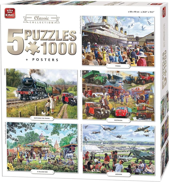 Legpuzzels 5 Pack - Puzzel Sets - Ontspanning Thuis - 5x 1000 Stukjes - 68 x 49 cm
