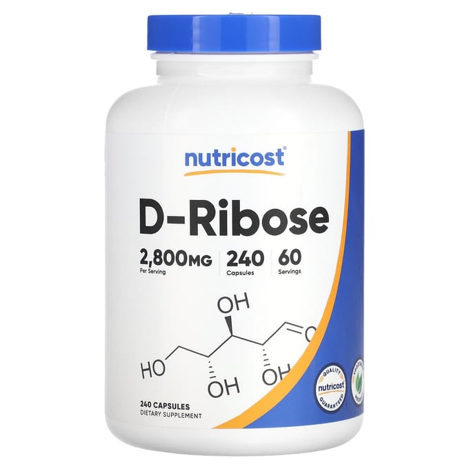 Nutricost, D-ribose, 2 800 mg, 240 gélules (700 mg par capsule)