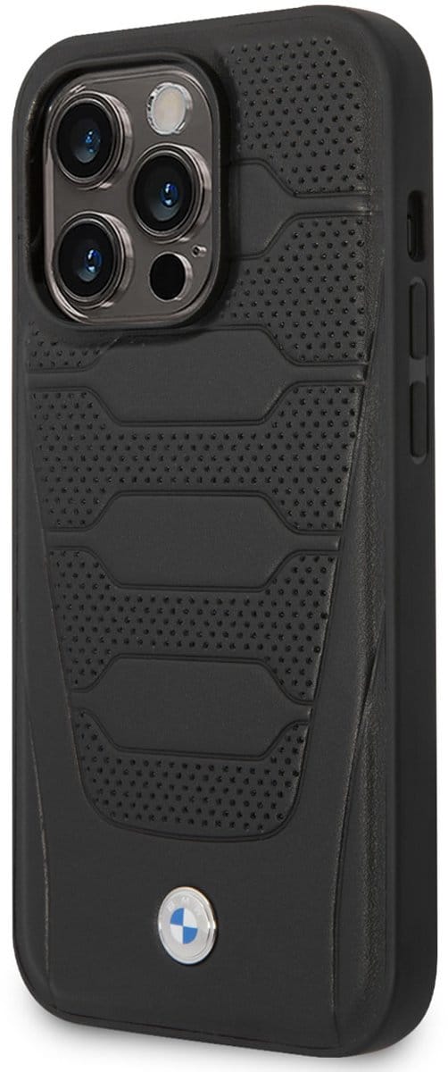 BMW Leather Seats Pattern Back Case - Geschikt voor Apple iPhone 14 Pro Max (6.7") - Zwart