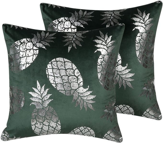 ASTILBE - Sierkussen set van 2 - Donkergroen - 45 x 45 cm - Fluweel