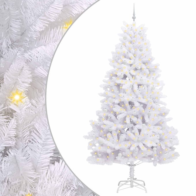 vidaXL Kunstmatige Inklapbare Kerstboom Wit 270 cm PVC en staal