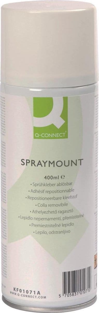 Q-CONNECT Quick Mount spray, niet permanent, spuitbus van 400 ml