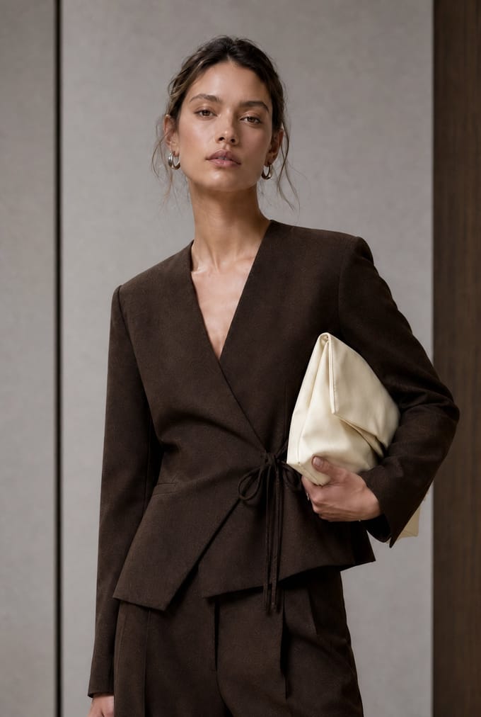 Jade fitted viscose blazer | Dark Brown - Dark Brown / S