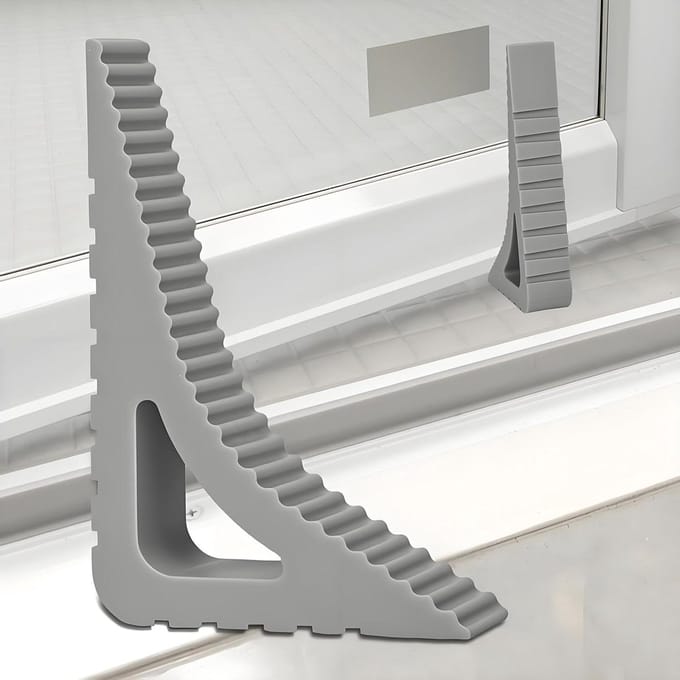 Deurstopper Set - Raamklemmen - Klemmen Voorkomen - Niet-slip Ontwerp - 2 Stuks - Grijs