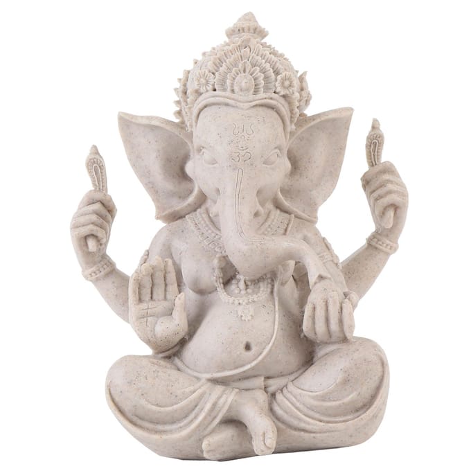 Ganesha Olifantenbeeld Olifant Heer Sculptuur Hindoe Olifantenbeeld Hars voor Huis Kamer gray