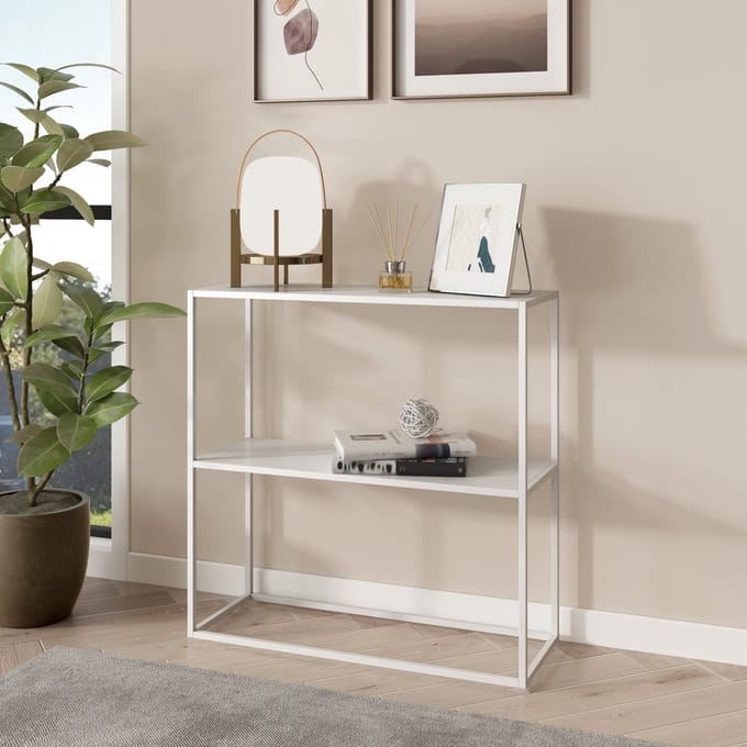 Consoletafel Strömstad haltafel met 1 plank 80x80x26 cm wit [en.casa]