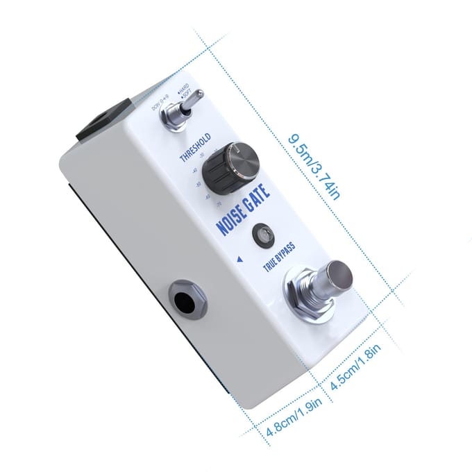 NOISE GATE Ruisonderdrukking Gitaar Effectpedaal 2 Modi (Hard/Zacht) Volledige Metalen Behuizing True wit