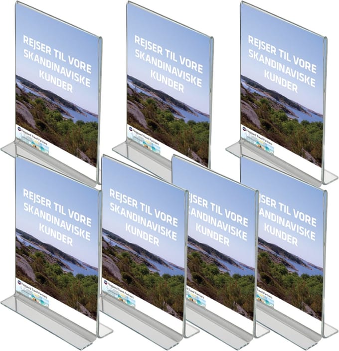 7 pack | Folderstandaard | T-standaard A4 formaat staand | Menukaarthouder | acryl T standaard | acryl kaarthouder | menustandaard A4 | van duurzaam