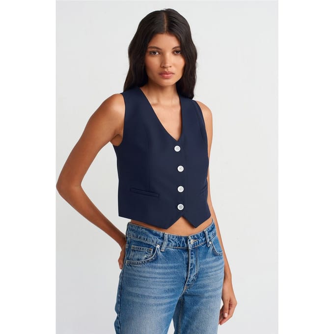 Dames Geweven Crop Vest