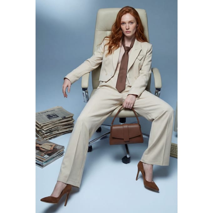 Geknoopte Jas en Plissé Broek Twee-Delige Set