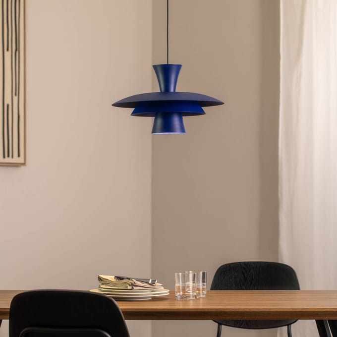 Luminex Hanglamp Plato, donkerblauw, metaal, Ø 38 cm, E27