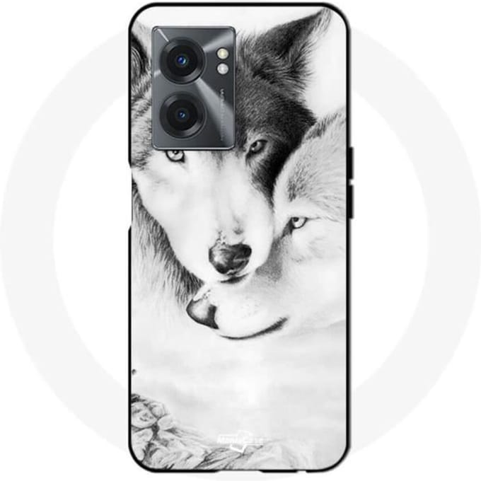 Realme V23 hoesje De wolf en de wolvin Zwart-wit dier