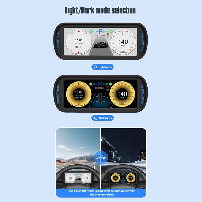 Vervanging Head Up Display voor Tesla Model Y/3 2019-2022 Auto LCD Instrument 1280*480 6.8inch zwart