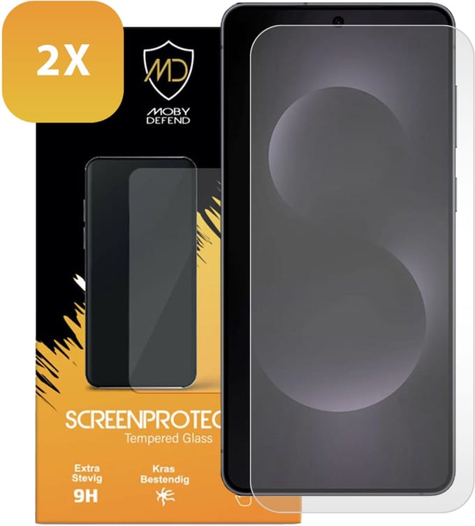 2-Pack MobyDefend Screenprotectors - Geschikt voor Samsung Galaxy S25 Edge - Case-Friendly Screensavers - Gehard Glas
