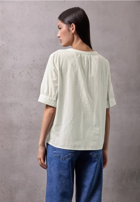 Blouse met korte mouwen en borduursel