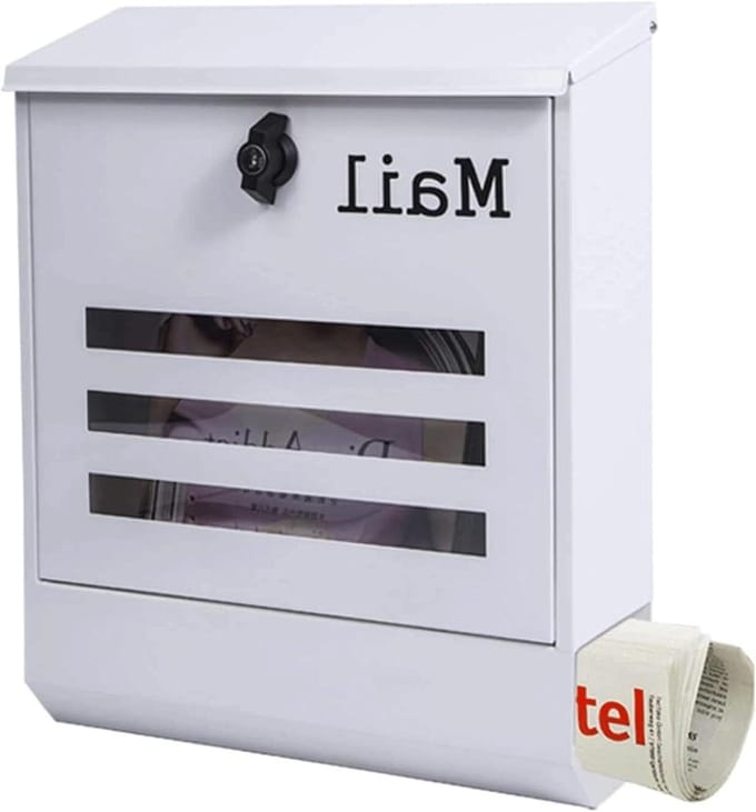 Brievenbus Brievenbus - Pakketbox Buiten - Veilig Post Ontvangen - Gietaluminium Constructie - 34.5 x 9 x 33 cm - Wit