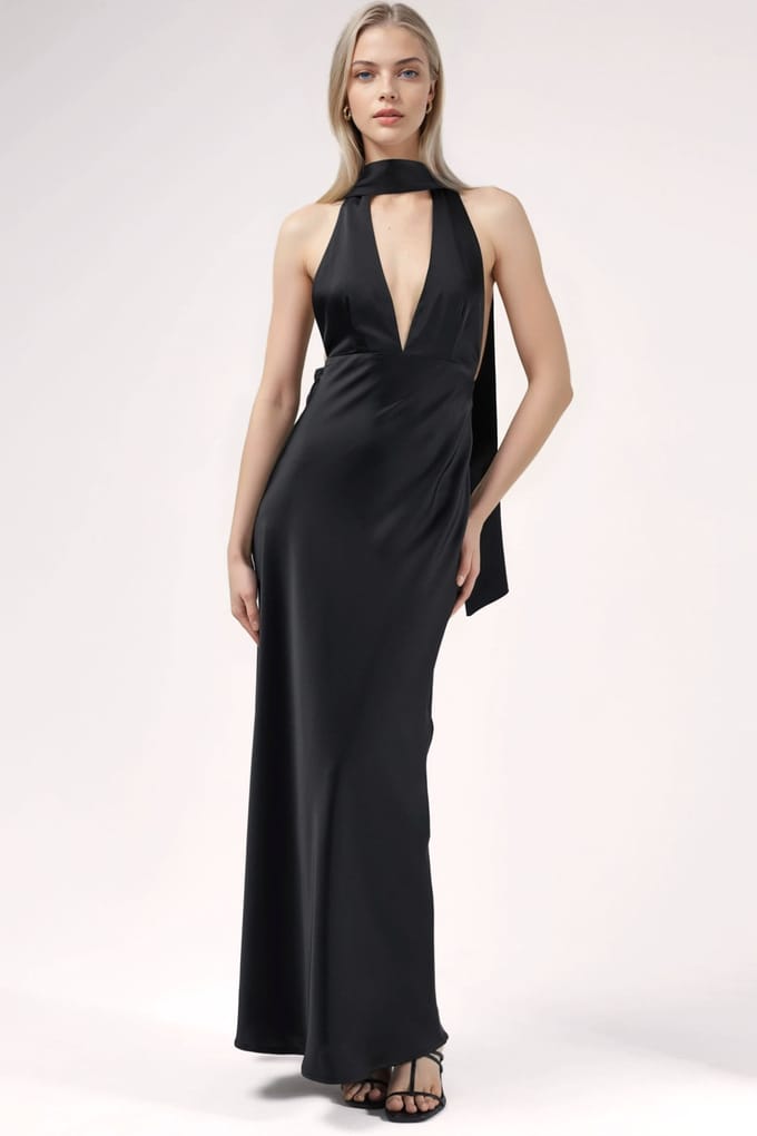 V-hals Bodycon Maxi-jurk