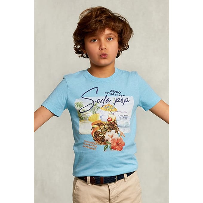 River Woods Normal Fit Basic T-shirt Bora Bora Mel Blue Größe: 04 | T-Shirts Outlet | kids | Blau