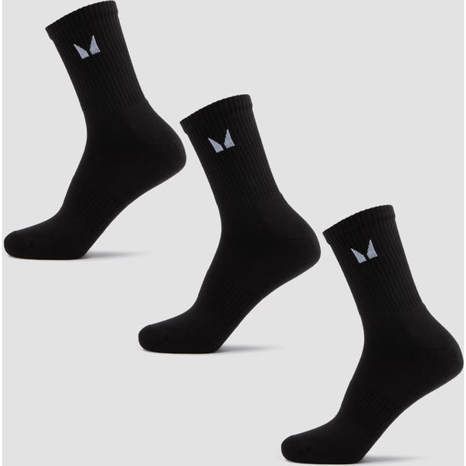 MP Unisex Crew Socks (3 Pack) - Black - UK 2-5