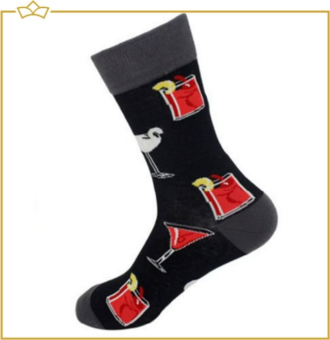 ATTREZZO® Grappige sokken - Cocktail Zwart - Maat 36-41 - Zwart