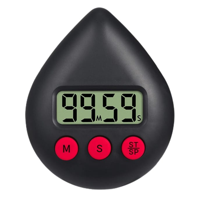 Zwarte Druppelvormige Badkamer Timer Draagbaar Eenvoudige Bediening Digitale Douche Kooktimer voor zwart