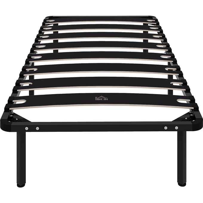 HOMCOM Bedframe - Populierenhout, Staal - 90x190x33cm - Zwart