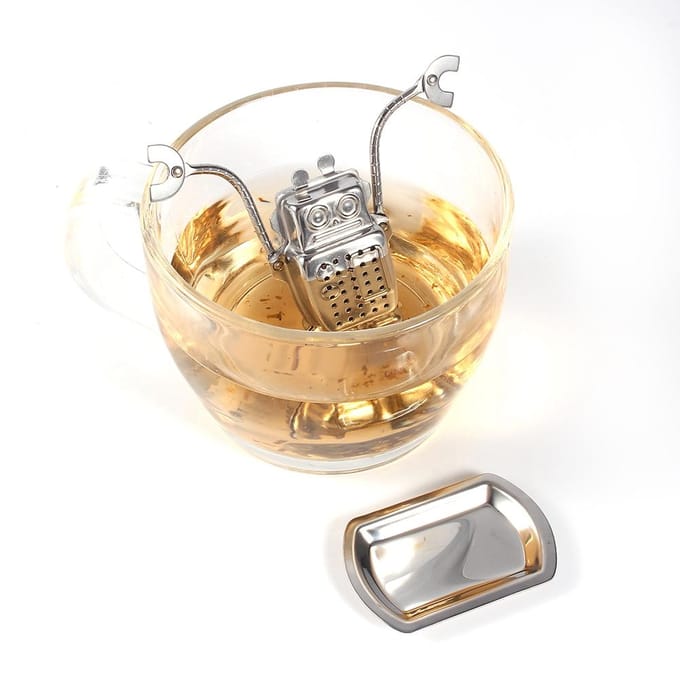 Roestvrij Staal Losse Thee Blad Infuser Bal Zeef Filter Diffuser Kruiden Specerijen Robot Vorm white