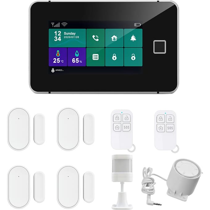 4G WiFi TY Draadloos Huisalarmsysteem 4,3-inch Volledig Touchscreen Alarmpaneel met Vingerafdruk EU Version blue